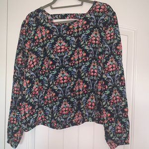 Black shirt w/Floral long sleeve with keyhole back